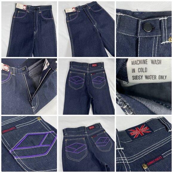 NWT Vintage 1970s Longstreet Dark Wash Denim Embroidered Jeans 12S / 23.5" - 24" - Picture 3 of 16